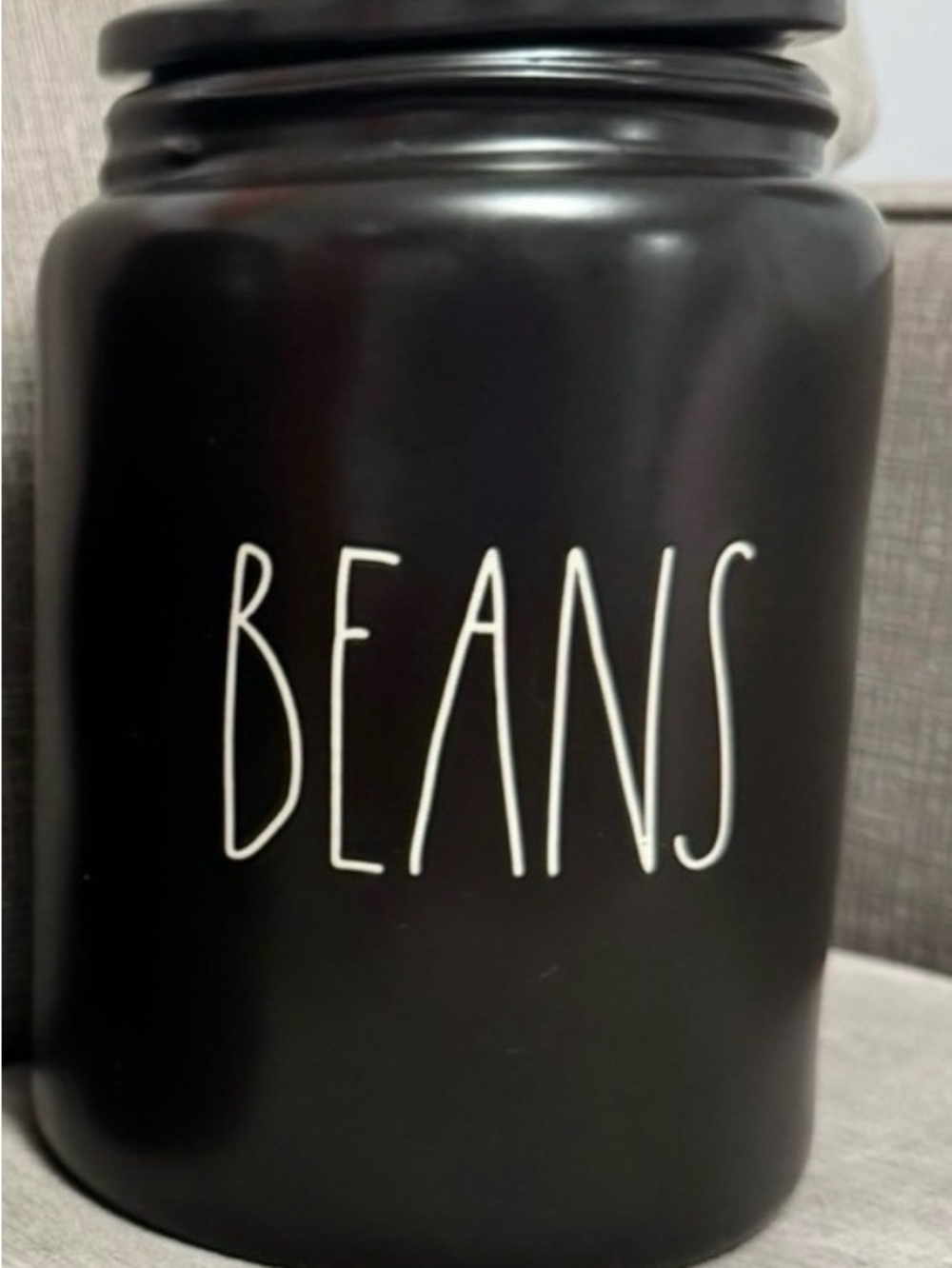 Rae Dunn Black "BEANS" Ceramic Canister